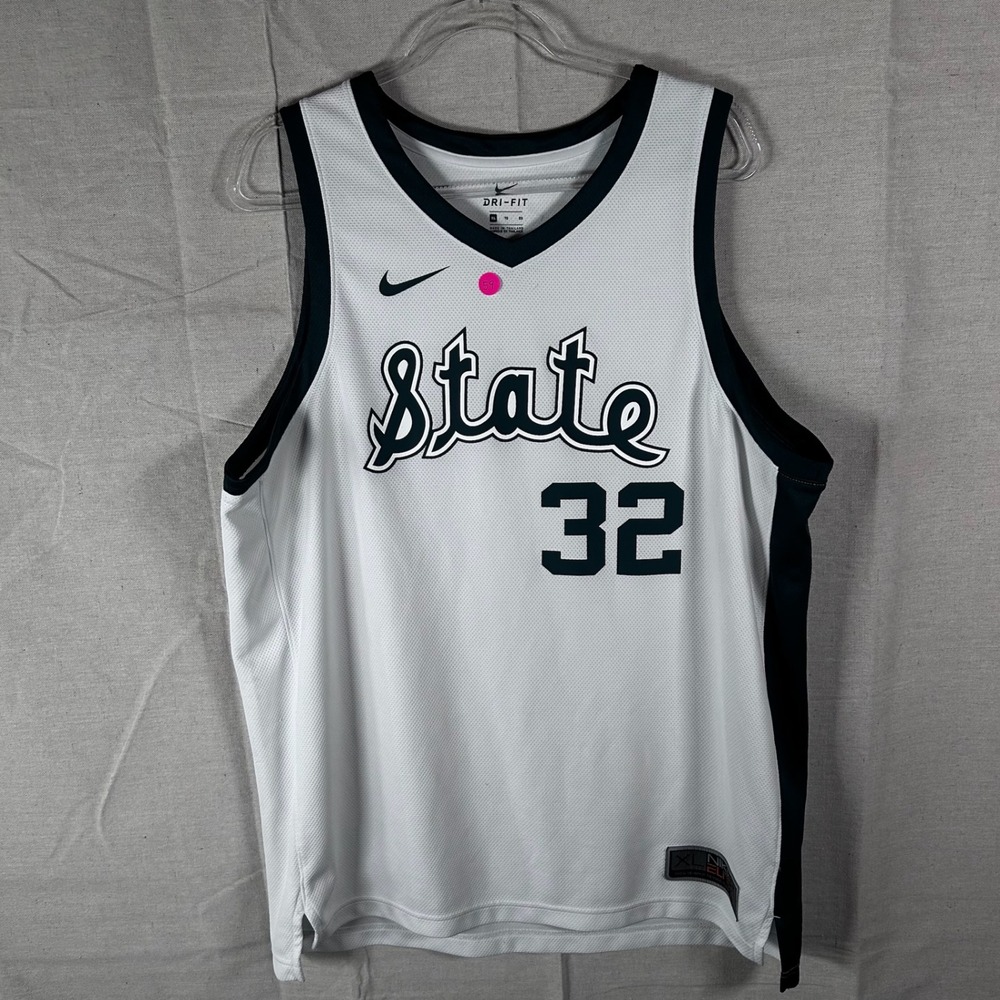 Nike‎ Dri-Fit Michigan State Spartans #32 Basketball Jersey Mens XL White Green